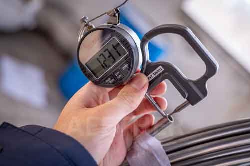 Hastelloy B coil tube wall thickness inspection